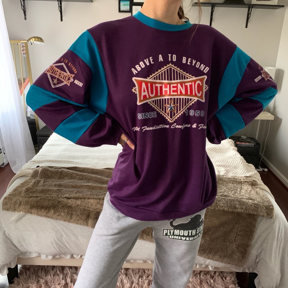 purple vintage styled crew neck